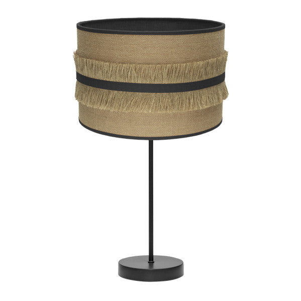 Lámpara de sobremesa Natalia Grande en negro y saco de Abrila, diseño rústico y vintage en metal y textil para decoración interior doméstica (modelo 188571109)