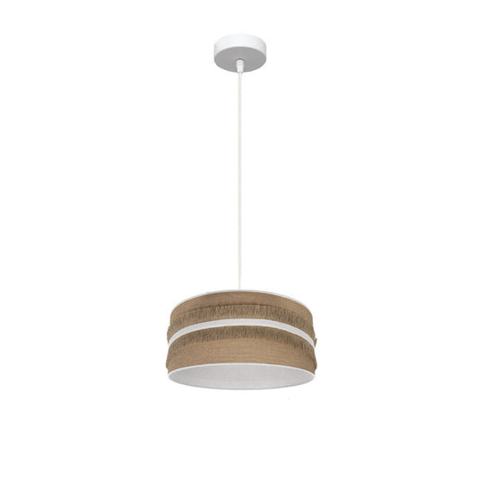 Colgante Natalia en blanco y saco-blanco de 30x30 cm de Abrila, lámpara colgante rústica de metal y textil vintage para iluminación doméstica e interior decorativo (modelo 188593001).