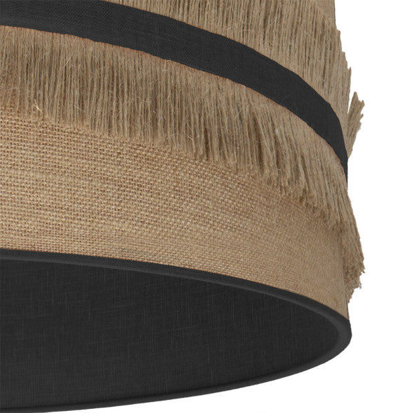 Colgante Natalia en negro y saco de 30x30 cm de Abrila, lámpara colgante rústica vintage de metal y textil para iluminación interior y decoración del hogar, modelo 188593009