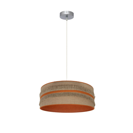 Colgante Natalia de níquel y saco-naranja 40x40 cm de Abrila, lámpara colgante rústica y vintage en metal textil para decoración interior doméstica, modelo 188594004 estilo AI2