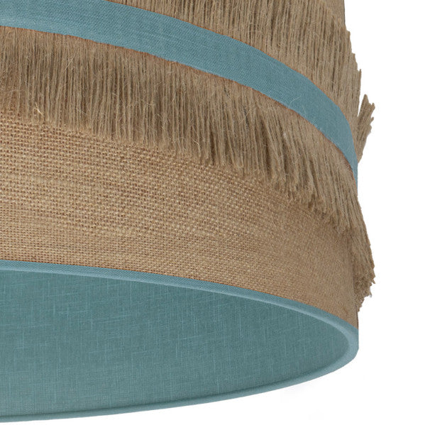 Colgante decorativo Natalia de Abrila en níquel y saco turquesa, diseño rústico vintage de 40x40 cm para interiores domésticos en metal y textil, estilo ai2 ideal para decoración hogareña.