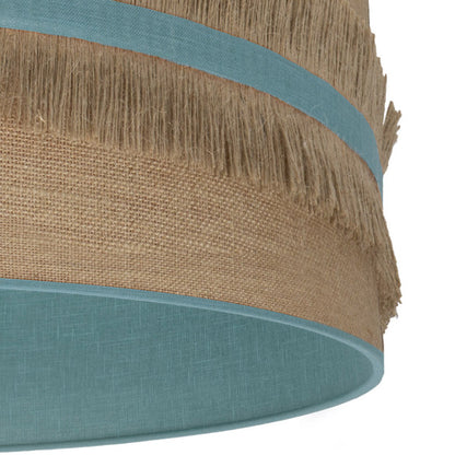 Colgante decorativo Natalia de Abrila en níquel y saco turquesa, diseño rústico vintage de 40x40 cm para interiores domésticos en metal y textil, estilo ai2 ideal para decoración hogareña.