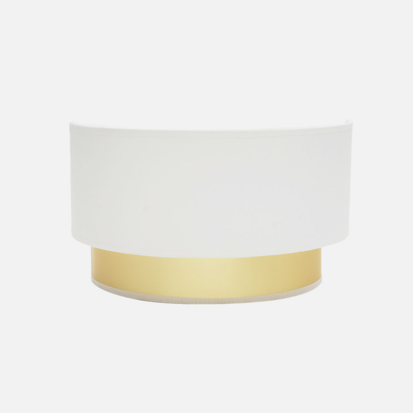 Aplique de pared Anuska moderno en blanco y oro, diseño Abrila con bombilla E27, dimensiones 17x30x16 cm, iluminación difusa para decoración interior y hogar, lámpara metálica y textil 188661001