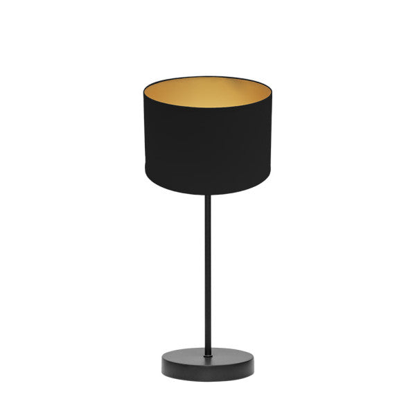 Lámpara sobremesa Anuska de Abrila en negro y oro, diseño moderno con base metálica y pantalla textil para luz difusa, iluminación elegante para decoración interior doméstica, modelo 1xE14 188671009