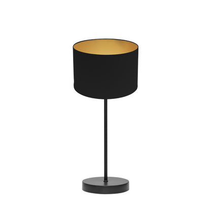 Lámpara sobremesa Anuska de Abrila en negro y oro, diseño moderno con base metálica y pantalla textil para luz difusa, iluminación elegante para decoración interior doméstica, modelo 1xE14 188671009