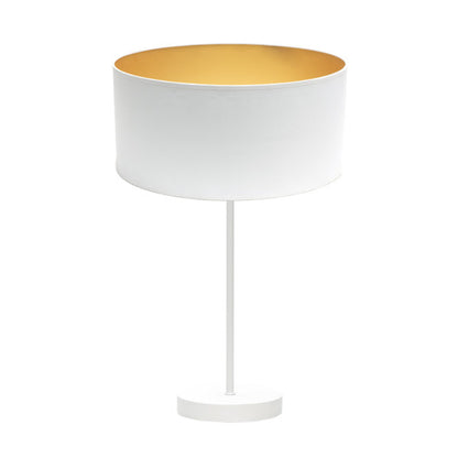 Lámpara sobremesa Alto Anuska en blanco y oro de Abrila (188671101), diseño elegante de iluminación moderna con luz difusa, base metálica y pantalla textil para decoración interior y uso doméstico.