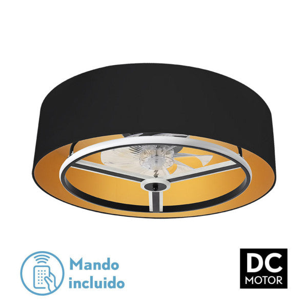 Ventilador de techo Anuska Negro/Oro con luz LED integrada y mando a distancia | Abrila 188691709.