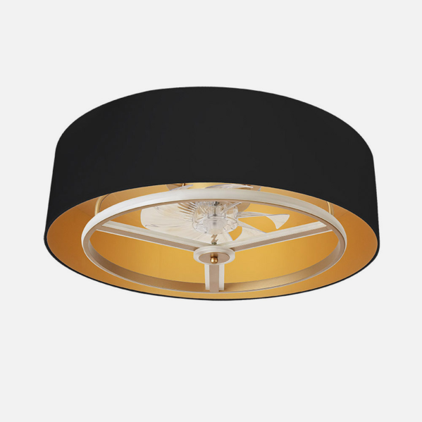 Ventilador de techo Anuska negro y oro con luz LED integrado y motor DC, control por mando a distancia con temporizador y temporizador, ideal para interiores domésticos, marca Abrila Ai2.