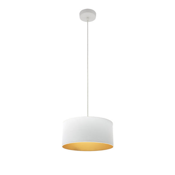 Colgante Anuska Blanco/Oro de 30cm de Abrila, lámpara colgante moderna en metal y textil para iluminación interior y decoración doméstica, referencia 188693001