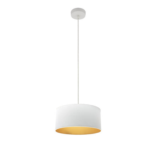 Colgante Anuska Blanco/Oro de 30cm de Abrila, lámpara colgante moderna en metal y textil para iluminación interior y decoración doméstica, referencia 188693001