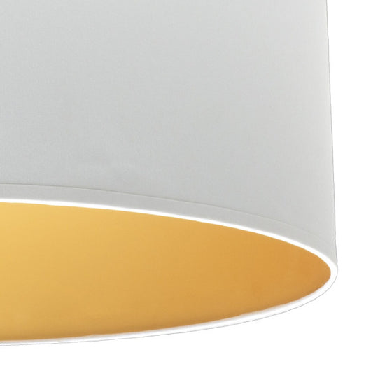 Lámpara colgante Anuska en blanco y oro de 40 cm, diseño moderno de Abrila con casquillo E27 para iluminación difusa en el hogar, ideal para decoración interior con metal y textil.