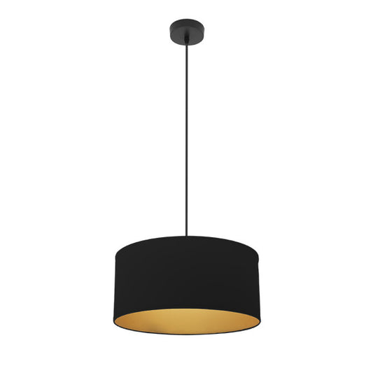 Colgante Anuska en negro y oro de 40 cm, lámpara colgante moderna de Abrila con material metal textil para iluminación doméstica y decoración interior