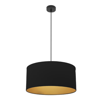 Colgante Anuska negro y oro de 50 cm de Abrila, lámpara colgante moderna de metal y textil para iluminación interior y decoración doméstica, estilo AI2.