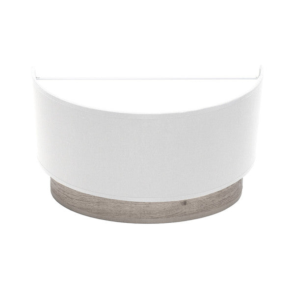 Aplique de pared Tatiana en blanco y madera gris, modelo Abrila 17x30x15 cm, lámpara moderna rústica vintage para iluminación doméstica e interior, diseño en metal y textil, código 189161083