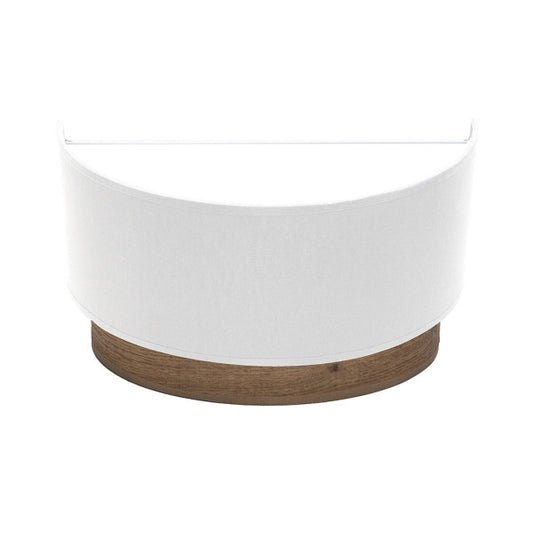 Moderno aplique de pared Tatiana en blanco y madera oscura, medidas 17x30x15 cm, modelo Abrila 189161084, diseño interior con casquillo E27, material metal y textil para decoración doméstica.