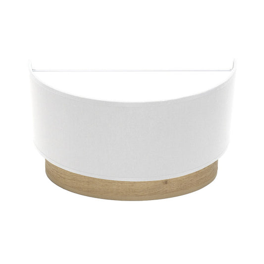 Aplique de pared Tatiana en blanco y madera clara, modelo Abrila 17x30x15 cm (código 189161085), diseño moderno con estilo vintage, ideal para iluminación interior doméstica y decoración en metal y textil.