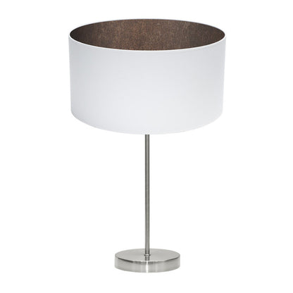 Lámpara sobremesa Tatiana de Abrila en níquel y blanco-óxido, diseño moderno de metal y textil para iluminación doméstica con luz difusa, ideal para decoración interior (código 189171117).