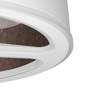 `alt=Ventilador de techo Tatiana 110W color blanco y óxido de Abrila con LED, control remoto y motor DC, ideal para interiores`