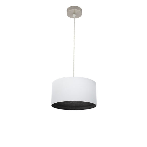 Colgante Tatiana de Abrila en níquel y blanco con madera negra, lámpara colgante minimalista moderna 1xE27 de 30x30 cm para iluminación interior doméstica rústica vintage (modelo 189193009).