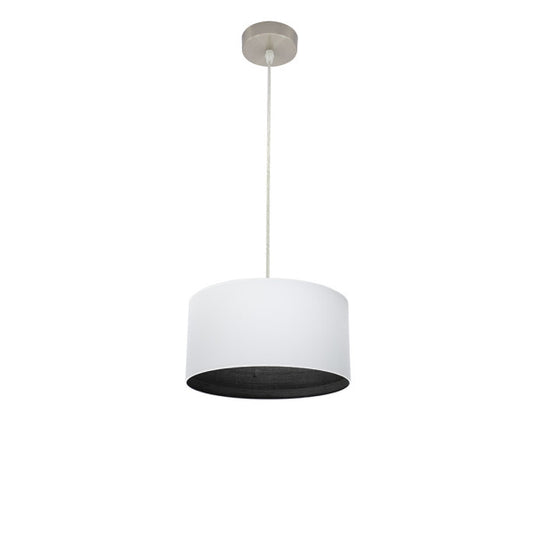 Colgante Tatiana de Abrila en níquel y blanco con madera negra, lámpara colgante minimalista moderna 1xE27 de 30x30 cm para iluminación interior doméstica rústica vintage (modelo 189193009).