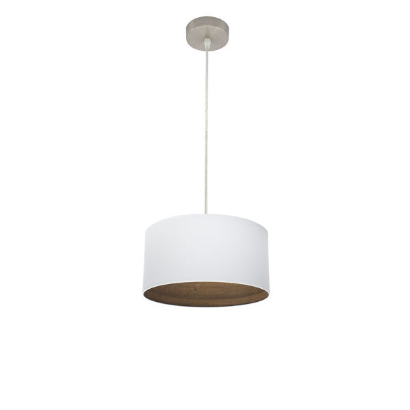 Colgante Tatiana en níquel y blanco con madera oscura de 30 cm, lámpara colgante elegante y moderna de Abrila para decoración interior doméstica, iluminación AI2 estilo contemporáneo