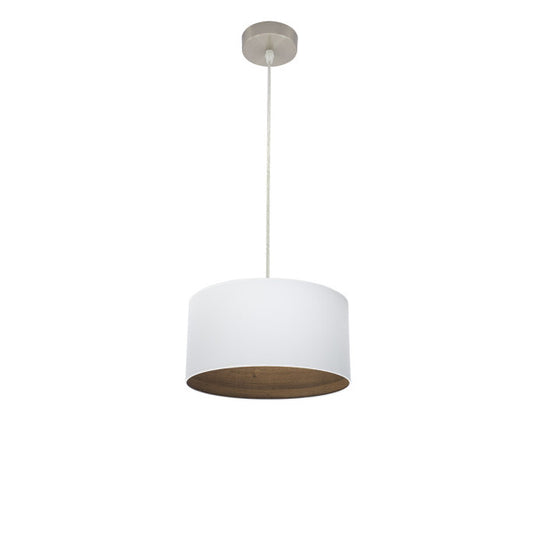 Colgante Tatiana en níquel y blanco con madera oscura de 30 cm, lámpara colgante elegante y moderna de Abrila para decoración interior doméstica, iluminación AI2 estilo contemporáneo