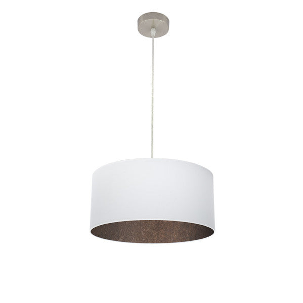 Colgante Tatiana en níquel y blanco-óxido de 40x40 cm, lámpara colgante moderna de Abrila para iluminación interior en hogar doméstico, diseño en metal y textil con estilo contemporáneo, referencia 189194017