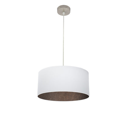 Colgante Tatiana en níquel y blanco-óxido de 40x40 cm, lámpara colgante moderna de Abrila para iluminación interior en hogar doméstico, diseño en metal y textil con estilo contemporáneo, referencia 189194017