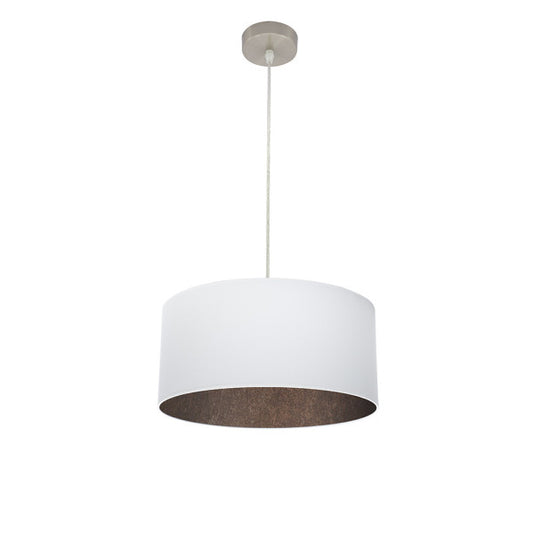 Colgante Tatiana en níquel y blanco-óxido de 40x40 cm, lámpara colgante moderna de Abrila para iluminación interior en hogar doméstico, diseño en metal y textil con estilo contemporáneo, referencia 189194017