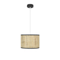 Colgante Natasha de Abrila en negro y cañizo, lámpara colgante rústica de 30x1 cm con 1xE27 para iluminación difusa interior y decoración doméstica.