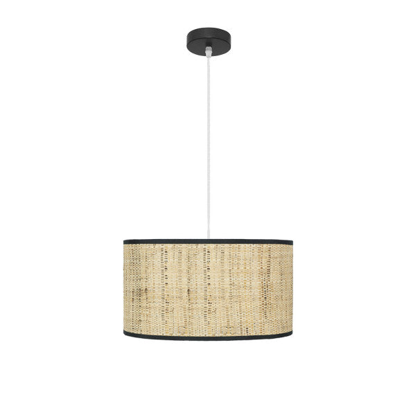 Colgante Natasha de Abrila en negro y cañizo rústico, lámpara colgante interior 40x1 cm con 1xE27 para decoración doméstica