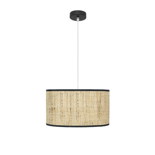 Colgante Natasha de Abrila en negro y cañizo rústico, lámpara colgante interior 40x1 cm con 1xE27 para decoración doméstica
