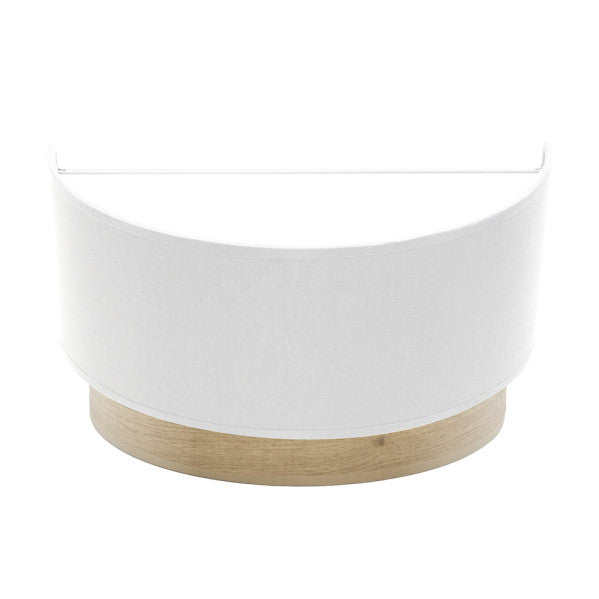 Aplique de pared Olga de Abrila, modelo 1xE27 en blanco con madera clara, diseño moderno para iluminación interior difusa en el hogar, fabricado en metal y textil, ideal para decoración doméstica (190061001).