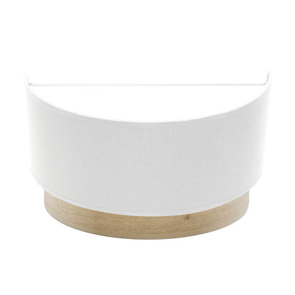 Aplique de pared Olga de Abrila, modelo 1xE27 en blanco con madera clara, diseño moderno para iluminación interior difusa en el hogar, fabricado en metal y textil, ideal para decoración doméstica (190061001).