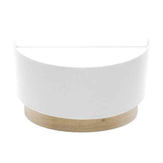 Aplique de pared Olga de Abrila, modelo 1xE27 en blanco con madera clara, diseño moderno para iluminación interior difusa en el hogar, fabricado en metal y textil, ideal para decoración doméstica (190061001).