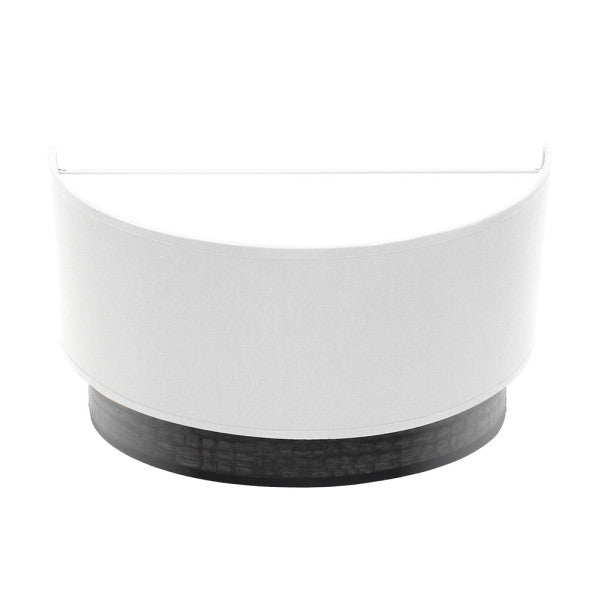 Aplique de pared Olga Blanco con madera negra, diseño moderno de Abrila (190061009), dimensiones 15x30x16 cm, iluminación interior con luz difusa, material metal y textil para decoración doméstica.