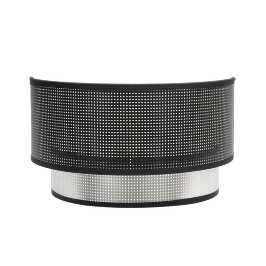 Aplique de pared Anastasia moderno en negro y plata, modelo Abrila 190161009, dimensiones 17x30x15 cm, bombilla E27, diseño en metal y textil para iluminación interior y decoración doméstica.