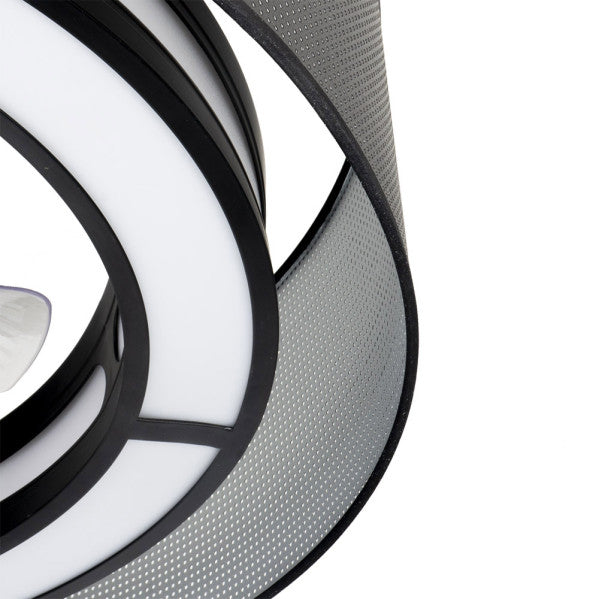 `alt=Ventilador de techo Anastasia DC en negro/plata de 58W - Abril 190191509 con 3 colores de luz LED, 6 velocidades ajustables y motor DC eficiente, ideal para interiores domésticos`