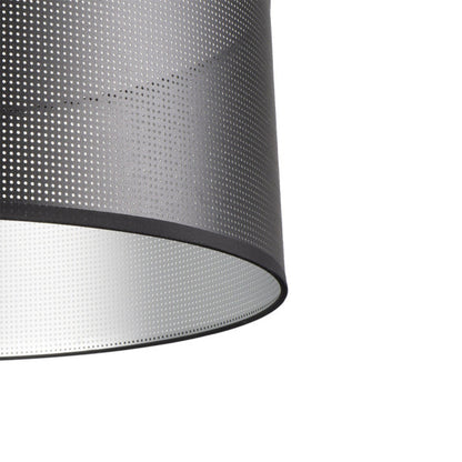 Colgante Anastasia en negro y plata de 50 cm, lámpara industrial moderna de Abrila con diseño textil y metal para iluminación interior y decoración doméstica.