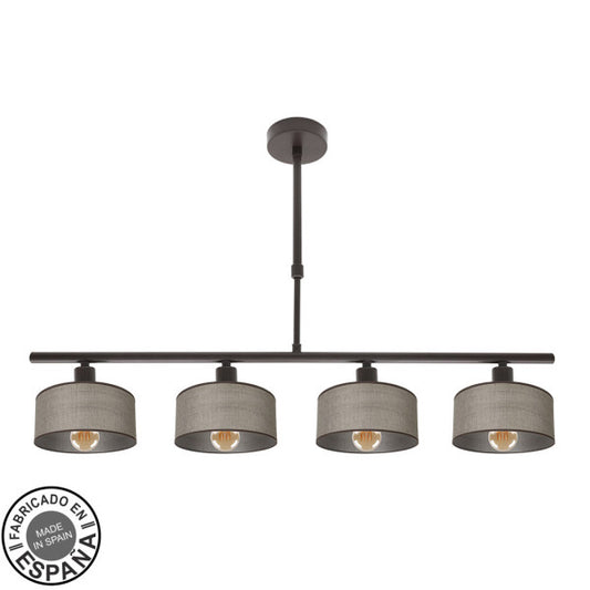 Lámpara de techo Gilda de 4 luces marrón regulable, diseño minimalista vintage de Abrila en metal y textil para decoración interior doméstica, modelo 190354002.