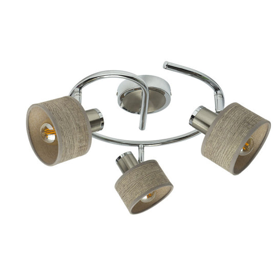 Plafon Nando Abrila 3 focos orientables cromo-níquel madera gris iluminación interior moderna plafon decorativo 190453083