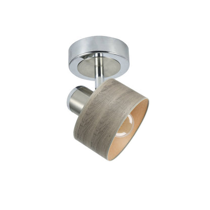 Foco Nando orientable 1xE14 en cromo-níquel y madera gris, diseño minimalista y rústico de Abrila para iluminación interior moderna