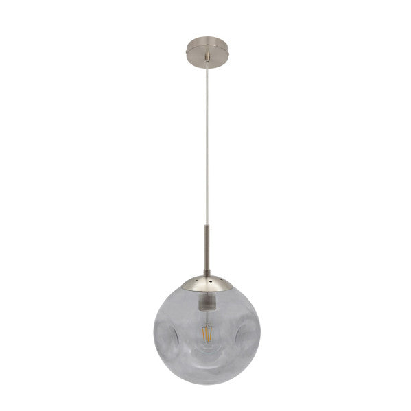 Lámpara colgante Pinap 1xE27 en níquel ahumado de Abrila, diseño vintage boho chic con metal y cristal para decoración e iluminación interior doméstica