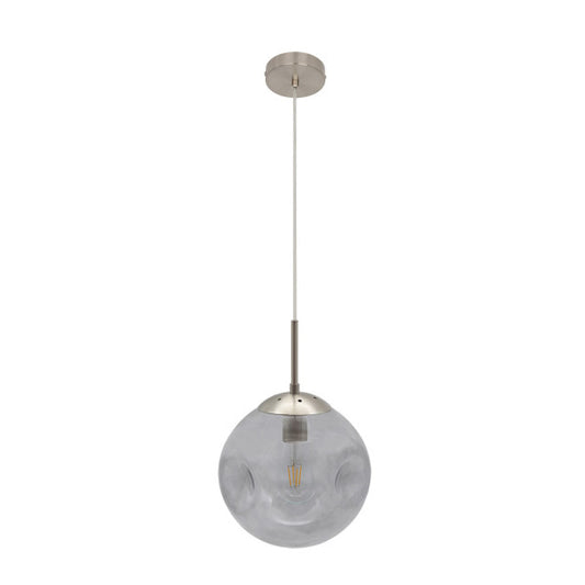 Lámpara colgante Pinap 1xE27 en níquel ahumado de Abrila, diseño vintage boho chic con metal y cristal para decoración e iluminación interior doméstica