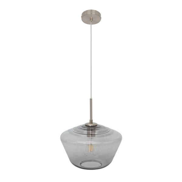 Lámpara colgante Pinap 1xE27 de Abrila en níquel ahumado con cristal, estilo vintage boho chic moderno para decoración interior y iluminación doméstica