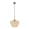 Lámpara colgante Pinap de Abrila en cuero y ámbar, 30x30 cm 1xE27, estilo vintage boho chic de metal y cristal para iluminación interior doméstica y decoración moderna
