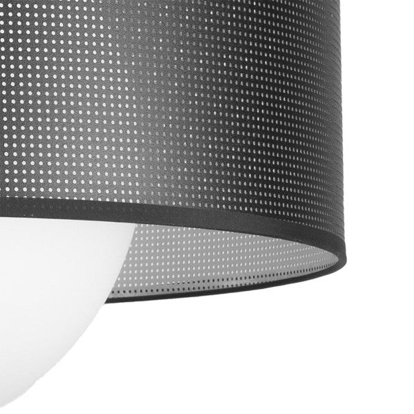 Lámpara colgante Cosmico en níquel y negro-plata 40x40 cm de Abrila, diseño moderno perforado con metal, textil y cristal para decoración interior doméstica