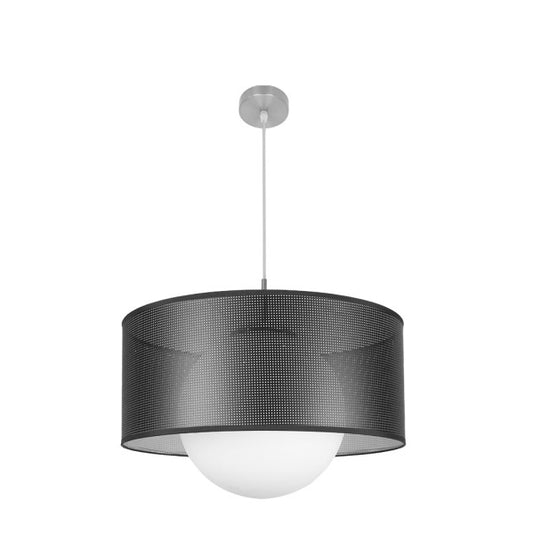Lámpara colgante Cosmico de Abrila en níquel/negro-plata, diseño moderno 50x50 cm con 1xE27, iluminación interior doméstica en metal y textil/cristal para decoración.