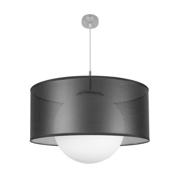 Lámpara colgante Cosmico níquel/negro-plata 60x60 cm Abrila 194296009, diseño moderno metal textil cristal, iluminación difusa para decoración interior