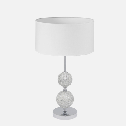 Lámpara de sobremesa Salaria cromo blanco 35 cm Abrila 195171020, iluminación clásica interior con textil, metal y cristal para decoración doméstica